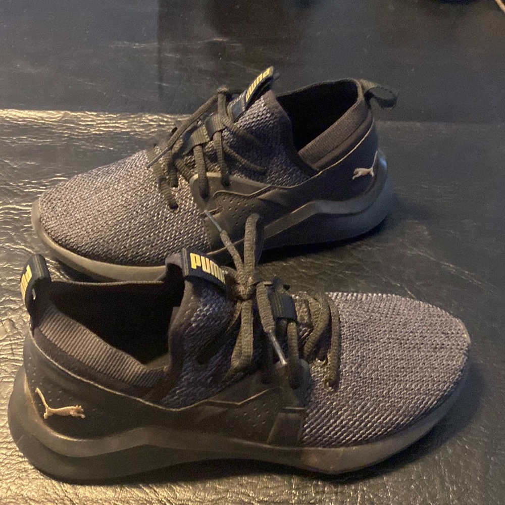 Grey and gold puma sneakers for women